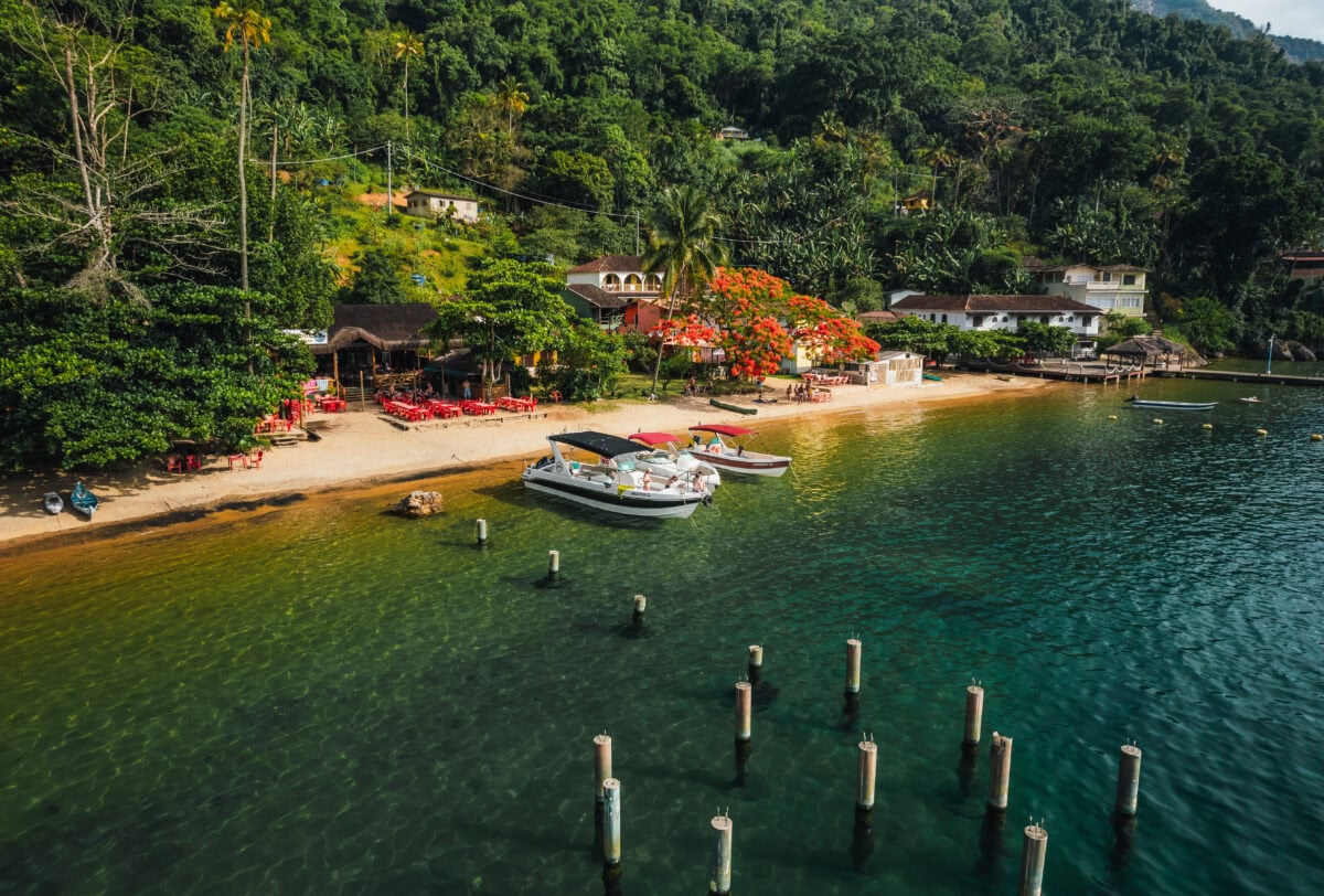 Big island Ilha Grande Abraao beach in Angra dos Reis, Rio de Janeiro, Brazil